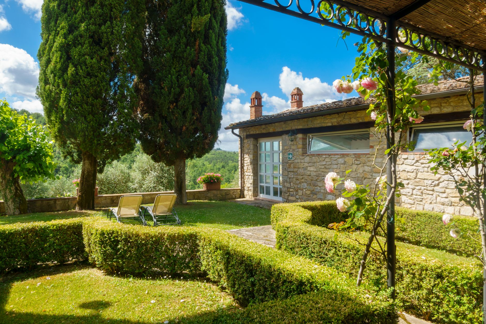 Private historic villa overlooking Mediterranean garden